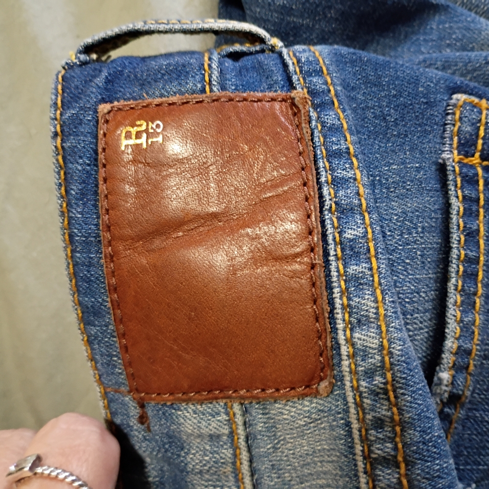 R13 Distressed Skinny Jeans in Medium Blue Wash - Picture 4 of 8